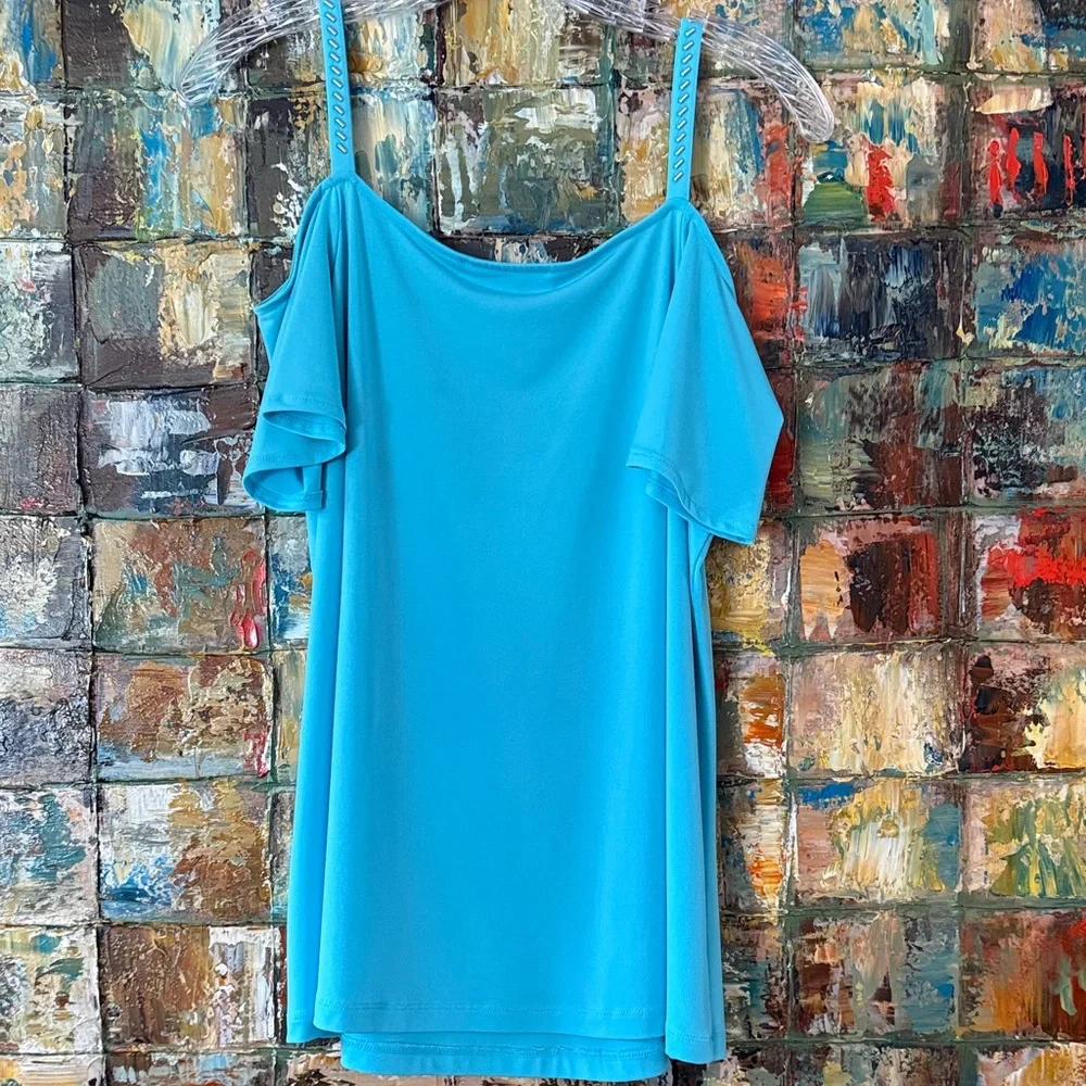 Michael Kors Turquoise Cold-Shoulder Tank Top